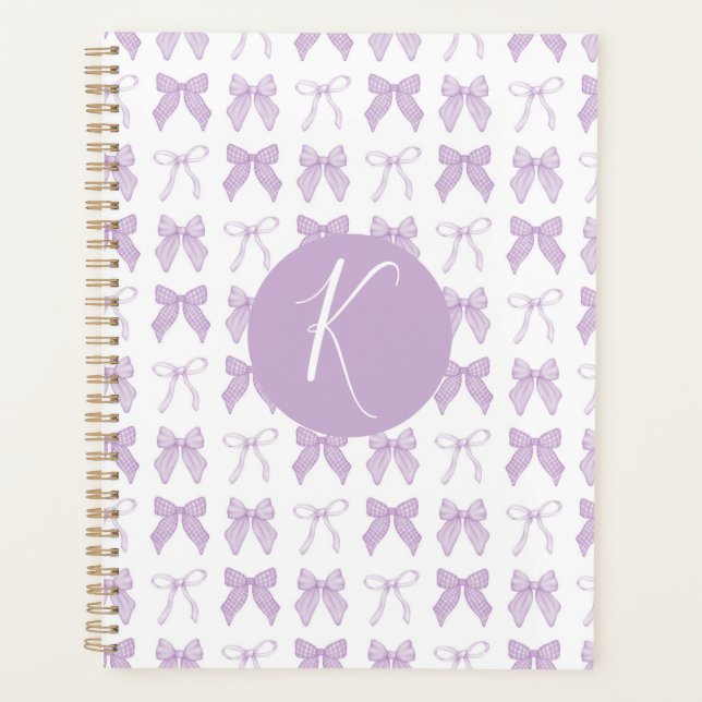 Purple Coquette Bow Personalize Planner (Front)