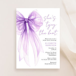 Purple Coquette Bow Watercolor Bridal Shower Invitation