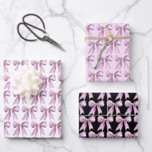 Purple Coquette Bow Wrapping Paper Sheets