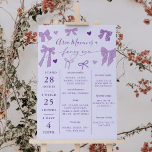 Purple Coquette Bows Fancy One Birthday Milestone Foam Board