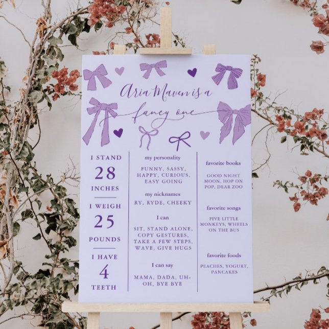 Purple Coquette Bows Fancy One Birthday Milestone Foam Board (Creator Uploaded)