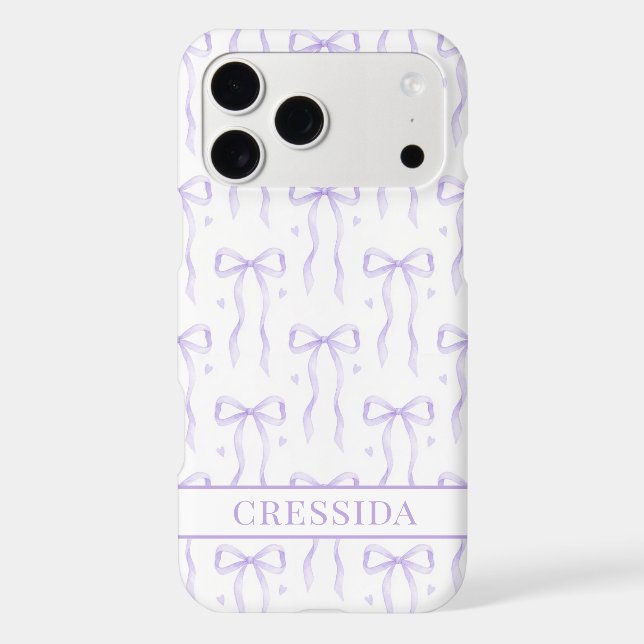Purple Coquette Bows Monogrammed Case-Mate iPhone Case (Back)