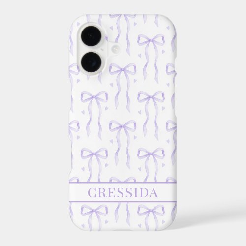 Purple Coquette Bows Monogrammed iPhone 17 Case