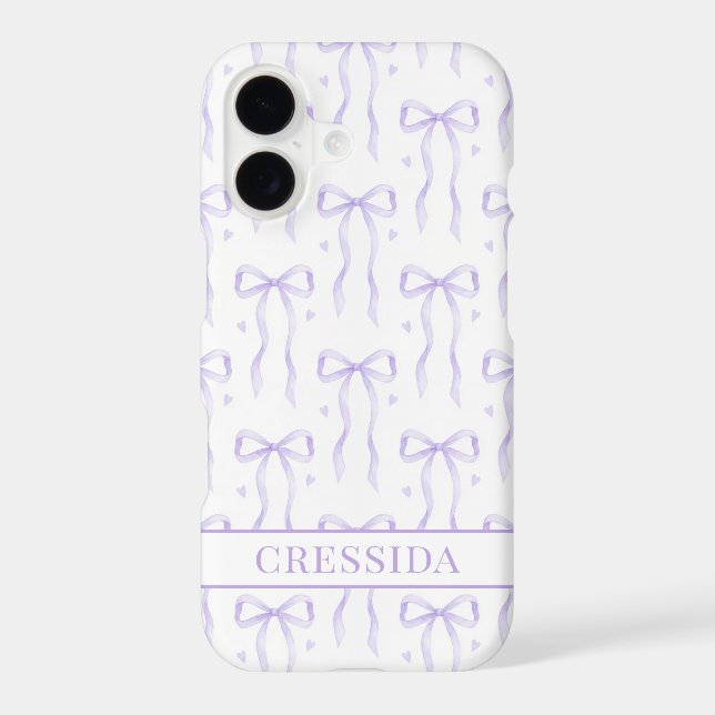 Purple Coquette Bows Monogrammed Case-Mate iPhone Case (Back)