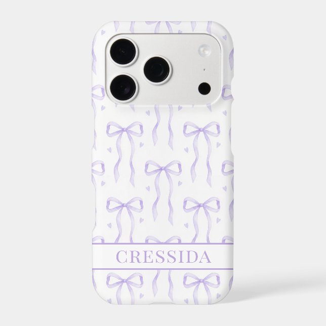 Purple Coquette Bows Monogrammed Case-Mate iPhone Case (Back)