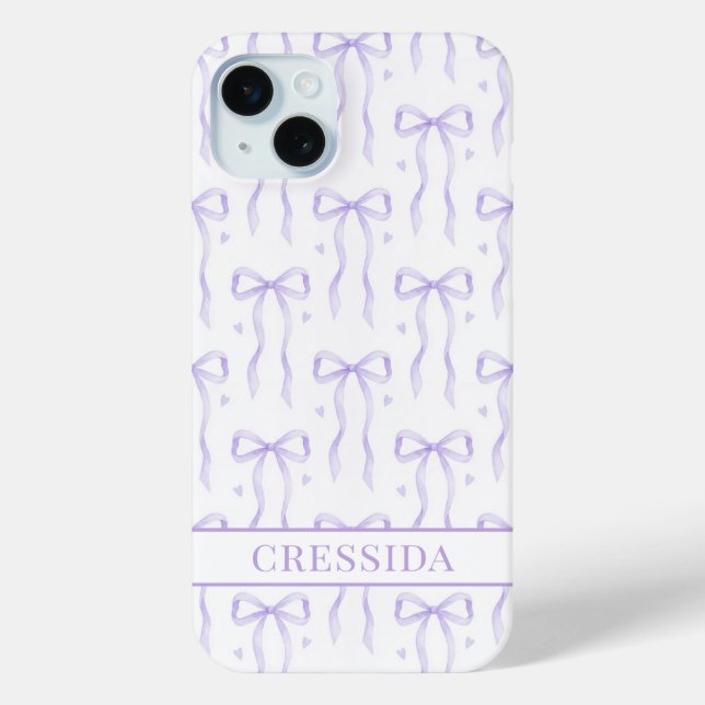 Purple Coquette Bows Monogrammed Case-Mate iPhone Case (Back)