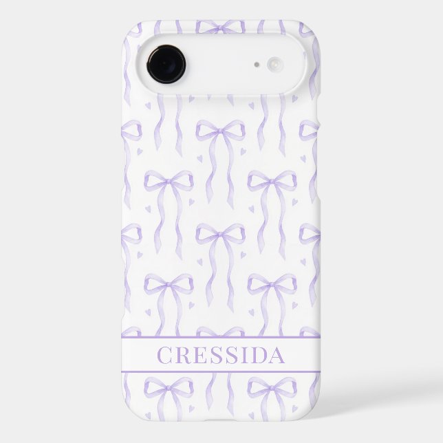 Purple Coquette Bows Monogrammed Case-Mate iPhone Case (Back)