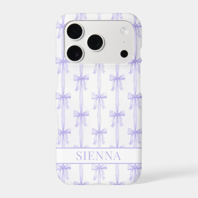 Purple Coquette Bows Striped Monogrammed Case-Mate iPhone Case (Back)