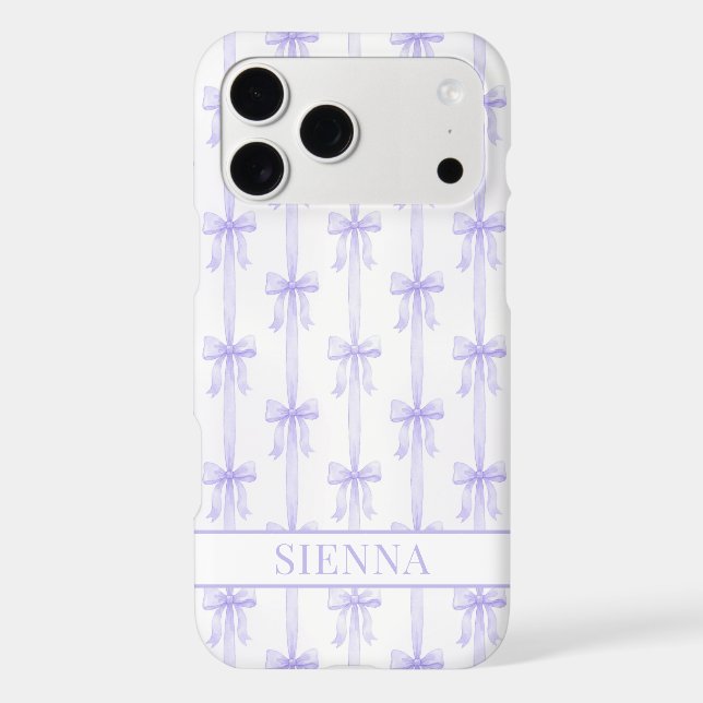 Purple Coquette Bows Striped Monogrammed Case-Mate iPhone Case (Back)