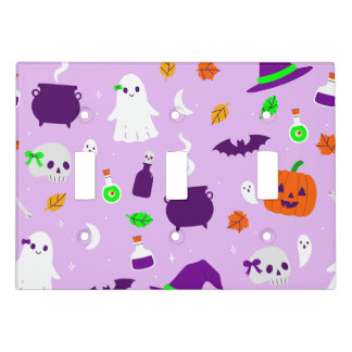 purple coquette halloween cute bow skull ghost light switch cover