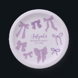 Purple Coquette Ribbons Birthday Party Paper Plates<br><div class="desc">Whimsical bow theme birthday party plate featuring hand drawn illustration of cute purple coquette bows.</div>