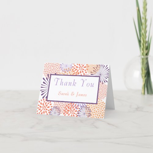 Purple  Coral Floral Blossoms Thank You Card