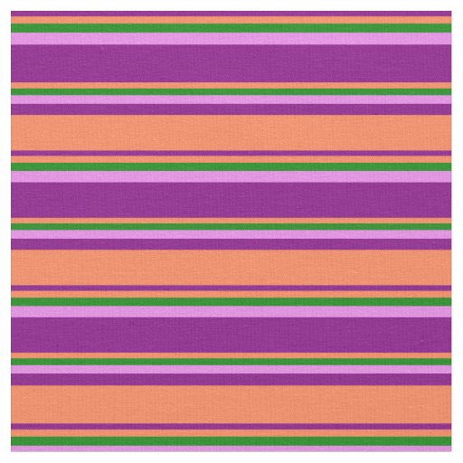Purple, Coral, Green, and Violet Stripes Fabric