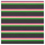 [ Thumbnail: Purple, Coral, Light Pink, Green, and Black Lines Fabric ]