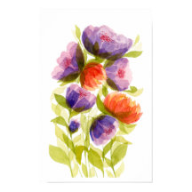 Purple Coral Watercolor Botanicals