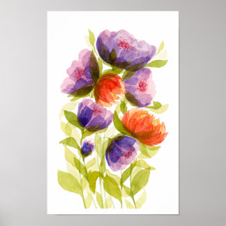 Purple Coral Watercolor Botanicals Poster