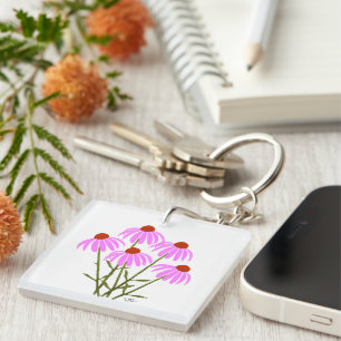 Purple Cornflowers Keychain