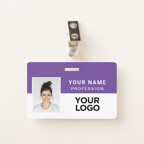 Purple Corporate Employee Photo Name Tag Badge