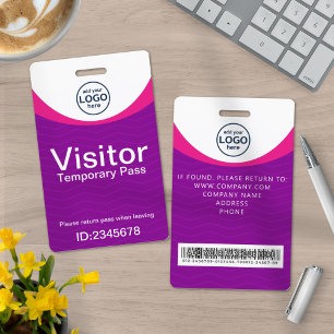 Purple Corporate Visitor Pass ID Barcode Badge