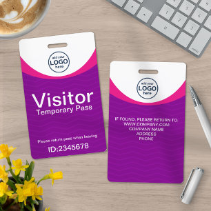 Purple Corporate Visitor Pass ID Custom Logo Badge