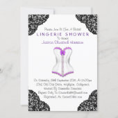 Purple Corset & Black Lace Lingerie Shower Invitation (Front)