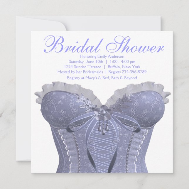 Purple Corset Lavender Bridal Shower Invitation (Front)