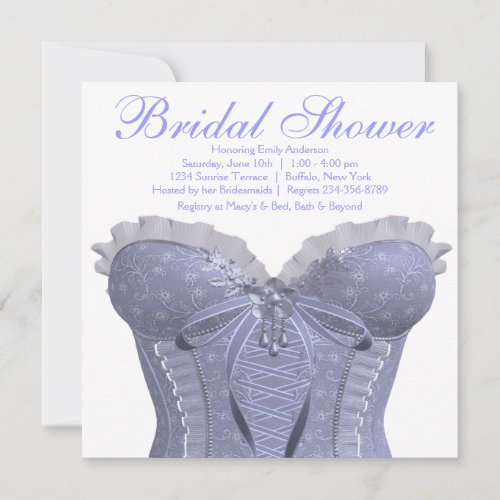 Purple Corset Lavender Bridal Shower Invitation
