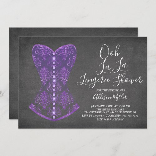 Purple Corset Lingerie Bridal Shower Invitation