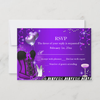 Purple Corset & Zebra Bachelorette RSVP