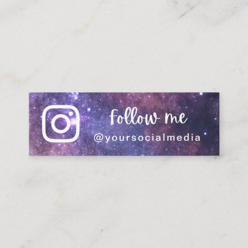 Purple Cosmic Galaxy Follow Social Media QR Code Mini Business Card