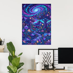 Purple Cosmic Mushroom Galaxy Poster
