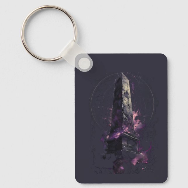 Purple Cosmic Obelisk Occult Dark Art  Keychain (Front)