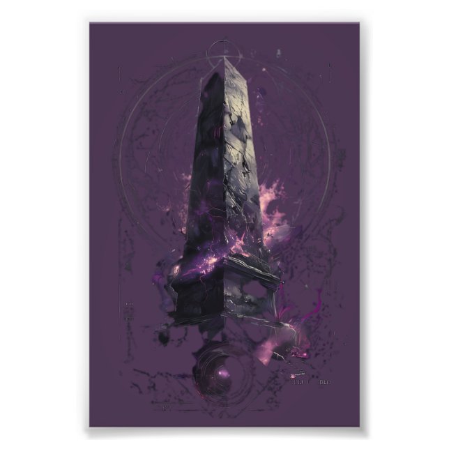 Purple Cosmic Obelisk Occult Dark Art Photo Print (Front)