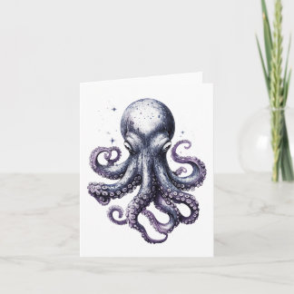 Purple Cosmic Octopus Card for Ocean Lovers