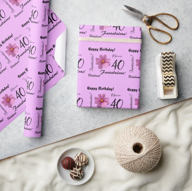 Purple Cosmos Flower 40 and Fabulous Birthday Wrapping Paper (Crafts)