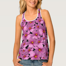 Purple Cosmos Flower Design on a Black Background