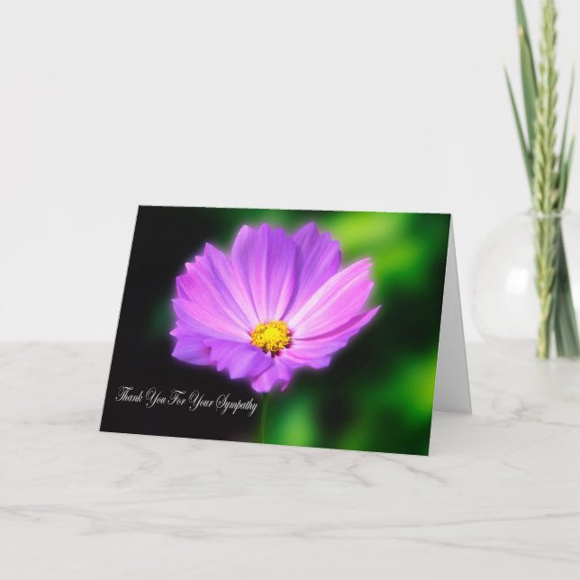 Purple Cosmos Thank You Sympathy Card (Front)