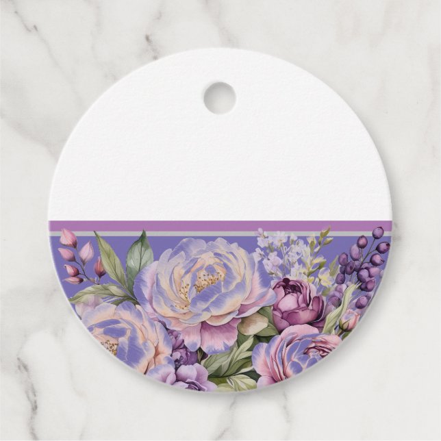 Purple Cottage Floral Present Tag (Front)