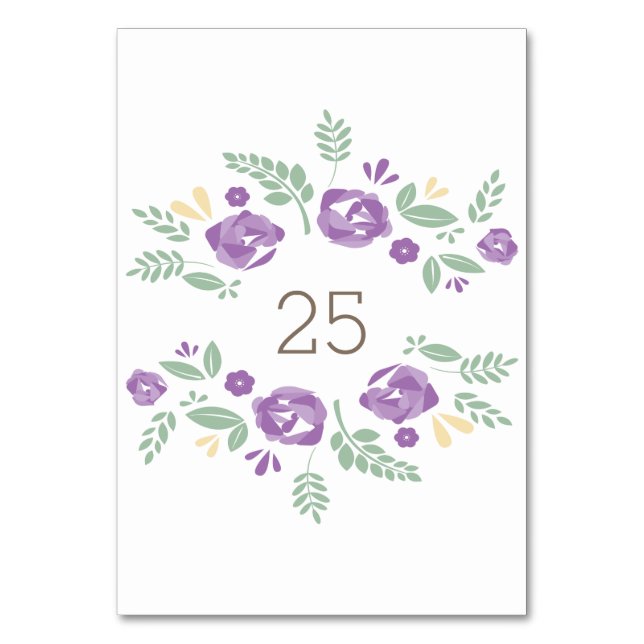 Purple Country Floral Table Card (Front)