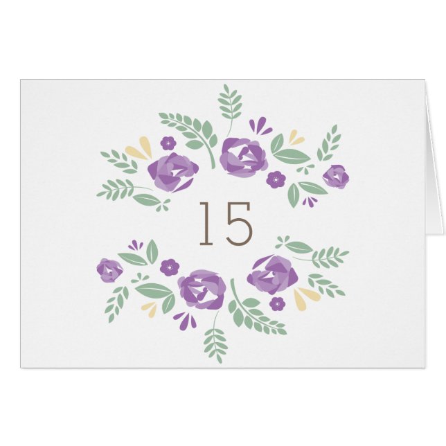 Purple Country Floral Table Number Card (Front Horizontal)
