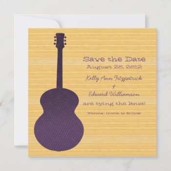 Purple Country Guitar Save The Date Invite by Dynamic_Weddings at Zazzle