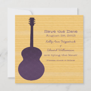 Purple Country Guitar Save the Date Invite