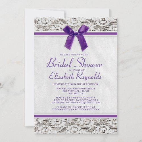 Purple Country Lace Bridal Shower Invitations