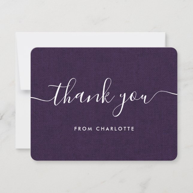 Purple Country Wedding Bridal Shower Birthday Thank You Card (Front)