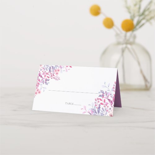 Purple Country Wildflowers Floral Wedding Place Card