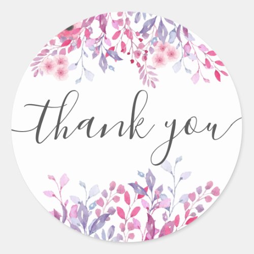 Purple Country Wildflowers Watercolor Floral Classic Round Sticker