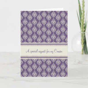 Purple Cousin Matron of Honor Invitation Card