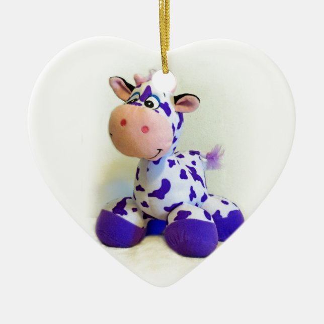Purple Cow Ceramic Ornament (Front)