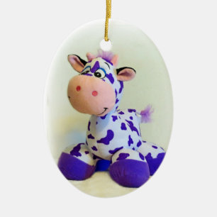 Purple Cow Ceramic Ornament