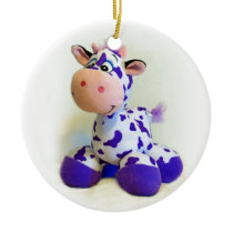 Purple Cow Ceramic Ornament